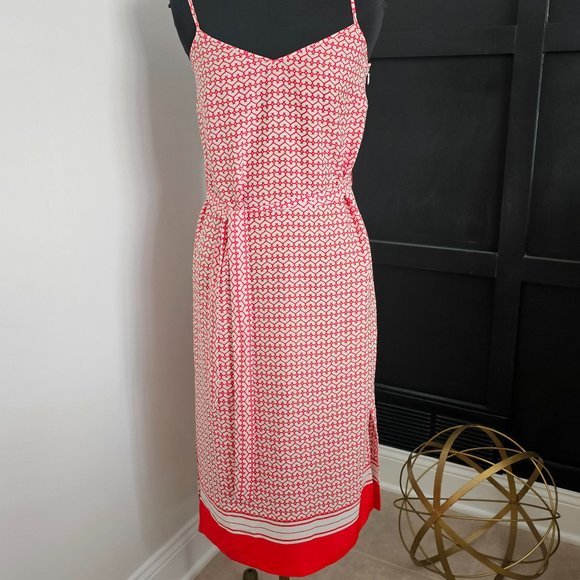 EUC *Ann Taylor* Women's Silky Spaghetti Straps Red Hearts Mini Dress 2 - Picture 1 of 13